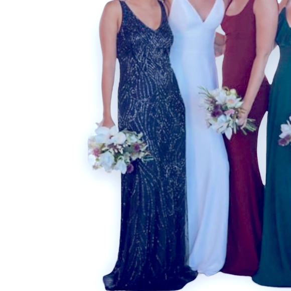 New BHLDN Sutton 0 6 8 12 Blue Chiffon Allover Embellished Formal Gown - Picture 2 of 6